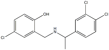 4-chloro-2-({[1-(3,4-dichlorophenyl)ethyl]amino}methyl)phenol Struktur