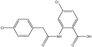 4-chloro-2-[2-(4-chlorophenyl)acetamido]benzoic acid Struktur