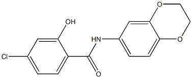 4-chloro-N-(2,3-dihydro-1,4-benzodioxin-6-yl)-2-hydroxybenzamide Struktur