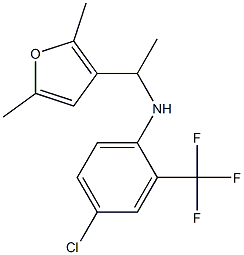 4-chloro-N-[1-(2,5-dimethylfuran-3-yl)ethyl]-2-(trifluoromethyl)aniline Struktur