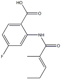 4-fluoro-2-(2-methylpent-2-enamido)benzoic acid Struktur