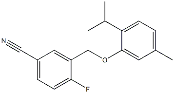 4-fluoro-3-[5-methyl-2-(propan-2-yl)phenoxymethyl]benzonitrile Struktur