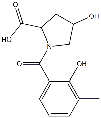 4-hydroxy-1-(2-hydroxy-3-methylbenzoyl)pyrrolidine-2-carboxylic acid Struktur