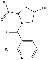 4-hydroxy-1-[(2-hydroxypyridin-3-yl)carbonyl]pyrrolidine-2-carboxylic acid Struktur