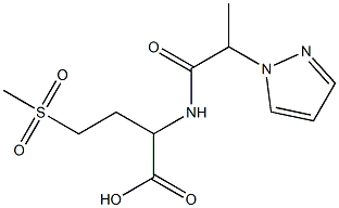 4-methanesulfonyl-2-[2-(1H-pyrazol-1-yl)propanamido]butanoic acid Struktur