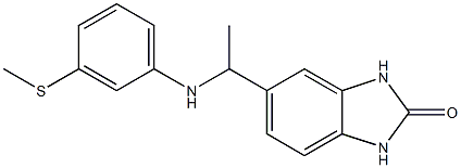 5-(1-{[3-(methylsulfanyl)phenyl]amino}ethyl)-2,3-dihydro-1H-1,3-benzodiazol-2-one Struktur