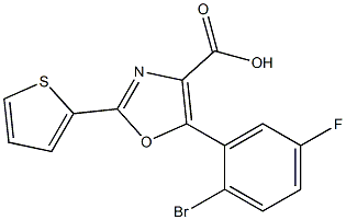 5-(2-bromo-5-fluorophenyl)-2-(thiophen-2-yl)-1,3-oxazole-4-carboxylic acid Struktur