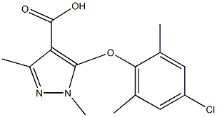 5-(4-chloro-2,6-dimethylphenoxy)-1,3-dimethyl-1H-pyrazole-4-carboxylic acid Struktur