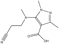 5-[(2-cyanoethyl)(methyl)amino]-1,3-dimethyl-1H-pyrazole-4-carboxylic acid Struktur