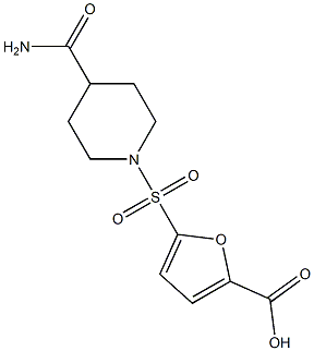 5-[(4-carbamoylpiperidine-1-)sulfonyl]furan-2-carboxylic acid Struktur