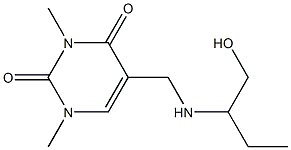 5-{[(1-hydroxybutan-2-yl)amino]methyl}-1,3-dimethyl-1,2,3,4-tetrahydropyrimidine-2,4-dione Struktur