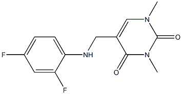 5-{[(2,4-difluorophenyl)amino]methyl}-1,3-dimethyl-1,2,3,4-tetrahydropyrimidine-2,4-dione Struktur