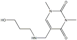 5-{[(3-hydroxypropyl)amino]methyl}-1,3-dimethyl-1,2,3,4-tetrahydropyrimidine-2,4-dione Struktur