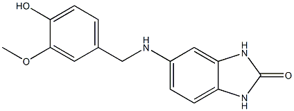 5-{[(4-hydroxy-3-methoxyphenyl)methyl]amino}-2,3-dihydro-1H-1,3-benzodiazol-2-one Struktur