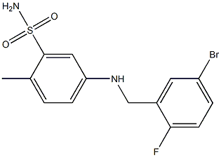 5-{[(5-bromo-2-fluorophenyl)methyl]amino}-2-methylbenzene-1-sulfonamide Struktur