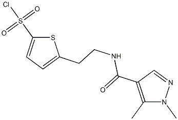 5-{2-[(1,5-dimethyl-1H-pyrazol-4-yl)formamido]ethyl}thiophene-2-sulfonyl chloride Struktur