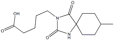 5-{8-methyl-2,4-dioxo-1,3-diazaspiro[4.5]decan-3-yl}pentanoic acid Struktur