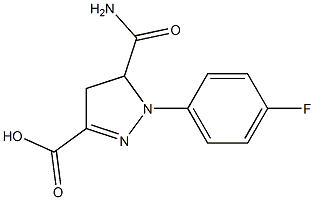 5-carbamoyl-1-(4-fluorophenyl)-4,5-dihydro-1H-pyrazole-3-carboxylic acid Struktur