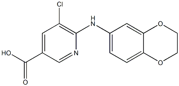 5-chloro-6-(2,3-dihydro-1,4-benzodioxin-6-ylamino)pyridine-3-carboxylic acid Struktur