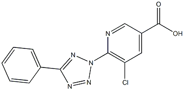 5-chloro-6-(5-phenyl-2H-1,2,3,4-tetrazol-2-yl)pyridine-3-carboxylic acid Struktur