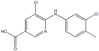 5-chloro-6-[(3-chloro-4-methylphenyl)amino]pyridine-3-carboxylic acid Struktur