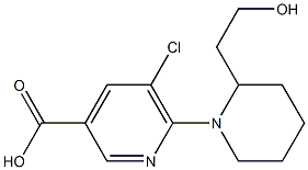 5-chloro-6-[2-(2-hydroxyethyl)piperidin-1-yl]pyridine-3-carboxylic acid Struktur