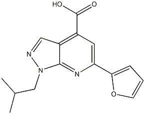 6-(2-furyl)-1-isobutyl-1H-pyrazolo[3,4-b]pyridine-4-carboxylic acid Struktur