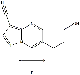 6-(3-hydroxypropyl)-7-(trifluoromethyl)pyrazolo[1,5-a]pyrimidine-3-carbonitrile Struktur