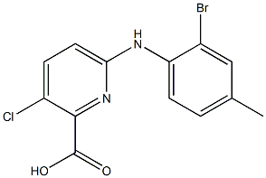 6-[(2-bromo-4-methylphenyl)amino]-3-chloropyridine-2-carboxylic acid Struktur