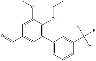 6-ethoxy-5-methoxy-3'-(trifluoromethyl)-1,1'-biphenyl-3-carbaldehyde Struktur