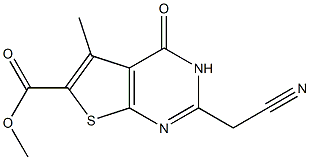 methyl 2-(cyanomethyl)-5-methyl-4-oxo-3,4-dihydrothieno[2,3-d]pyrimidine-6-carboxylate Struktur