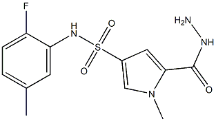 N-(2-fluoro-5-methylphenyl)-5-(hydrazinocarbonyl)-1-methyl-1H-pyrrole-3-sulfonamide Struktur