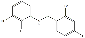 N-[(2-bromo-4-fluorophenyl)methyl]-3-chloro-2-fluoroaniline Struktur