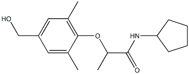 N-cyclopentyl-2-[4-(hydroxymethyl)-2,6-dimethylphenoxy]propanamide Struktur