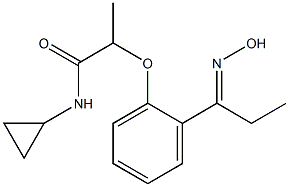 N-cyclopropyl-2-{2-[1-(hydroxyimino)propyl]phenoxy}propanamide Struktur