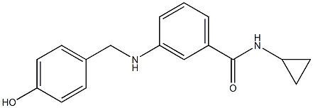 N-cyclopropyl-3-{[(4-hydroxyphenyl)methyl]amino}benzamide Struktur