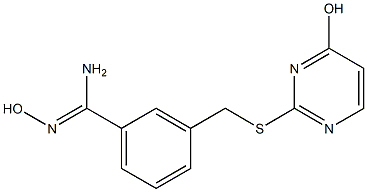 N'-hydroxy-3-{[(4-hydroxypyrimidin-2-yl)sulfanyl]methyl}benzene-1-carboximidamide Struktur