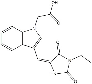 {3-[(1-ethyl-2,5-dioxo-4-imidazolidinylidene)methyl]-1H-indol-1-yl}acetic acid Struktur