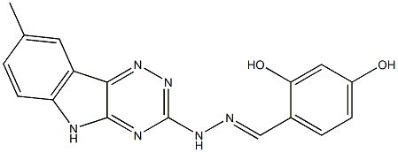 2,4-dihydroxybenzaldehyde (8-methyl-5H-[1,2,4]triazino[5,6-b]indol-3-yl)hydrazone Struktur