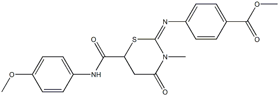 methyl 4-({6-[(4-methoxyanilino)carbonyl]-3-methyl-4-oxo-1,3-thiazinan-2-ylidene}amino)benzoate Struktur