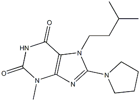 7-isopentyl-3-methyl-8-(1-pyrrolidinyl)-3,7-dihydro-1H-purine-2,6-dione Struktur