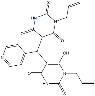 1-allyl-5-[(1-allyl-6-hydroxy-4-oxo-2-thioxo-1,2,3,4-tetrahydropyrimidin-5-yl)(pyridin-4-yl)methyl]-2-thioxodihydropyrimidine-4,6(1H,5H)-dione Struktur