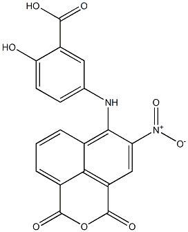 2-hydroxy-5-({5-nitro-1,3-dioxo-1H,3H-benzo[de]isochromen-6-yl}amino)benzoic acid Struktur