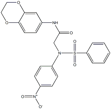 N-(2,3-dihydro-1,4-benzodioxin-6-yl)-2-[4-nitro(phenylsulfonyl)anilino]acetamide Struktur