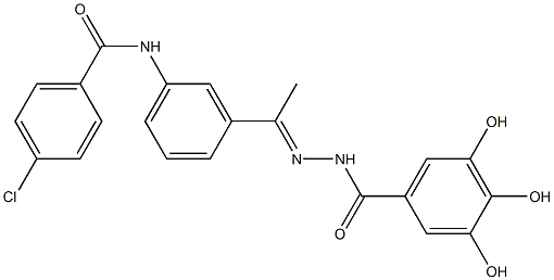 4-chloro-N-{3-[N-(3,4,5-trihydroxybenzoyl)ethanehydrazonoyl]phenyl}benzamide Struktur