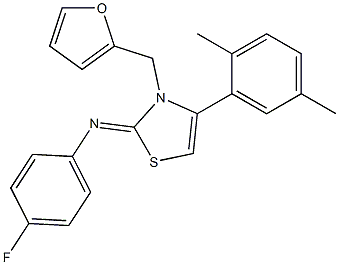 N-(4-(2,5-dimethylphenyl)-3-(2-furylmethyl)-1,3-thiazol-2(3H)-ylidene)-N-(4-fluorophenyl)amine Struktur