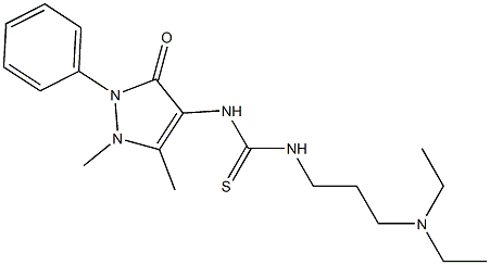 N-[3-(diethylamino)propyl]-N'-(1,5-dimethyl-3-oxo-2-phenyl-2,3-dihydro-1H-pyrazol-4-yl)thiourea Struktur