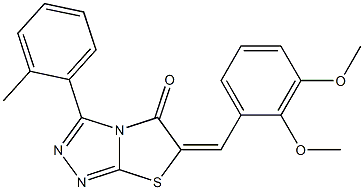 6-(2,3-dimethoxybenzylidene)-3-(2-methylphenyl)[1,3]thiazolo[2,3-c][1,2,4]triazol-5(6H)-one Struktur