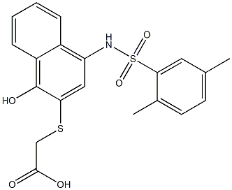 [(4-{[(2,5-dimethylphenyl)sulfonyl]amino}-1-hydroxy-2-naphthyl)sulfanyl]acetic acid Struktur