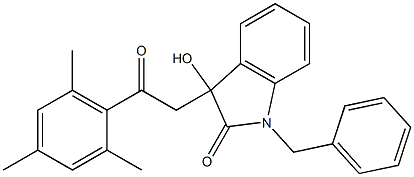 1-benzyl-3-hydroxy-3-(2-mesityl-2-oxoethyl)-1,3-dihydro-2H-indol-2-one Struktur